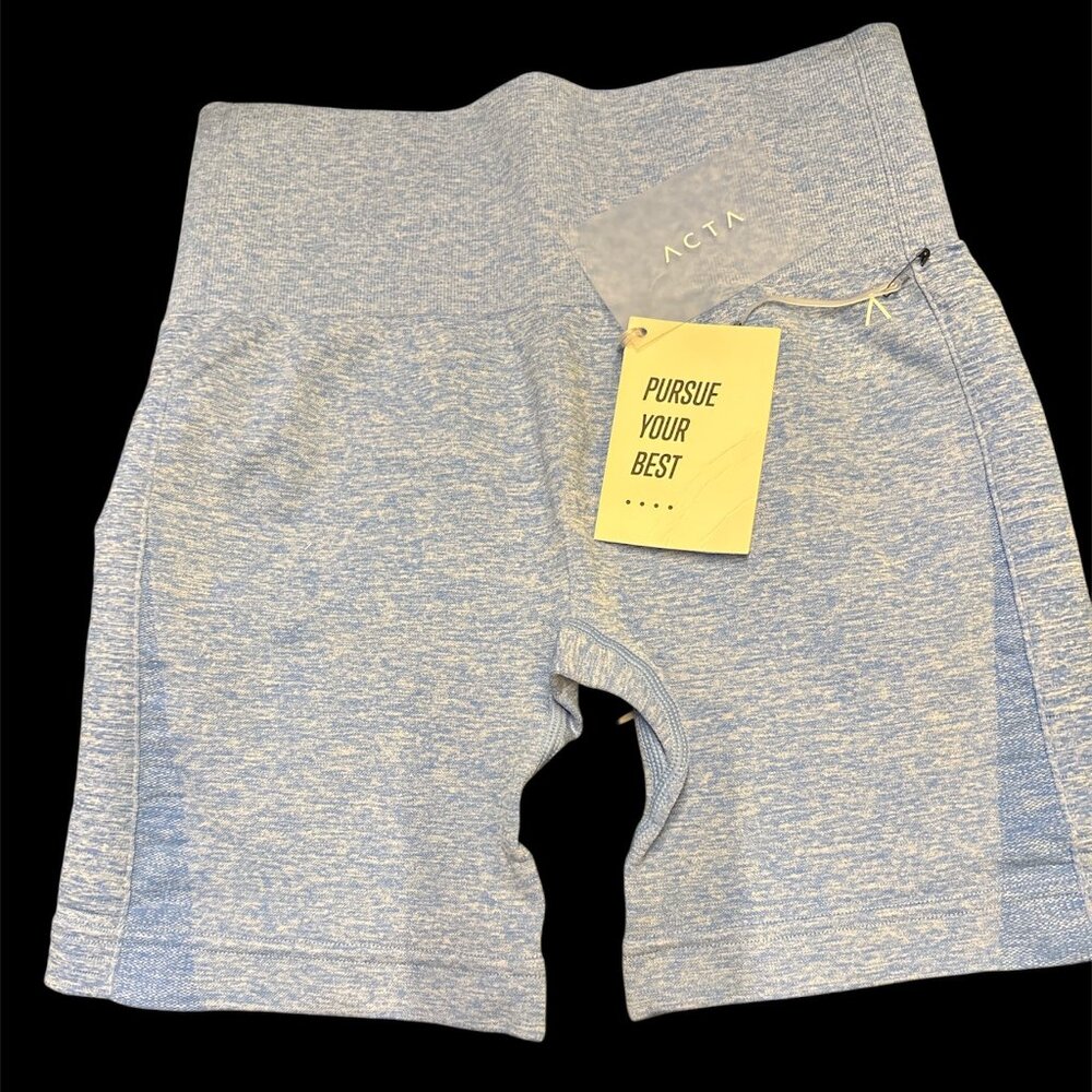 ACTA HIGH WAIST 5" SHORTS - SMALL - BABY BLUE - NWT